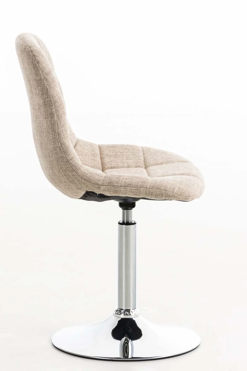 Chaise design pivotante x1 moderne coutures décoratives carrées en tissu crème et métal chromé 10_0007269
