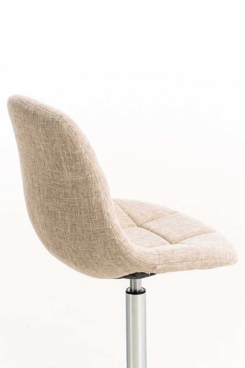 Chaise design pivotante x1 moderne coutures décoratives carrées en tissu crème et métal chromé 10_0007269