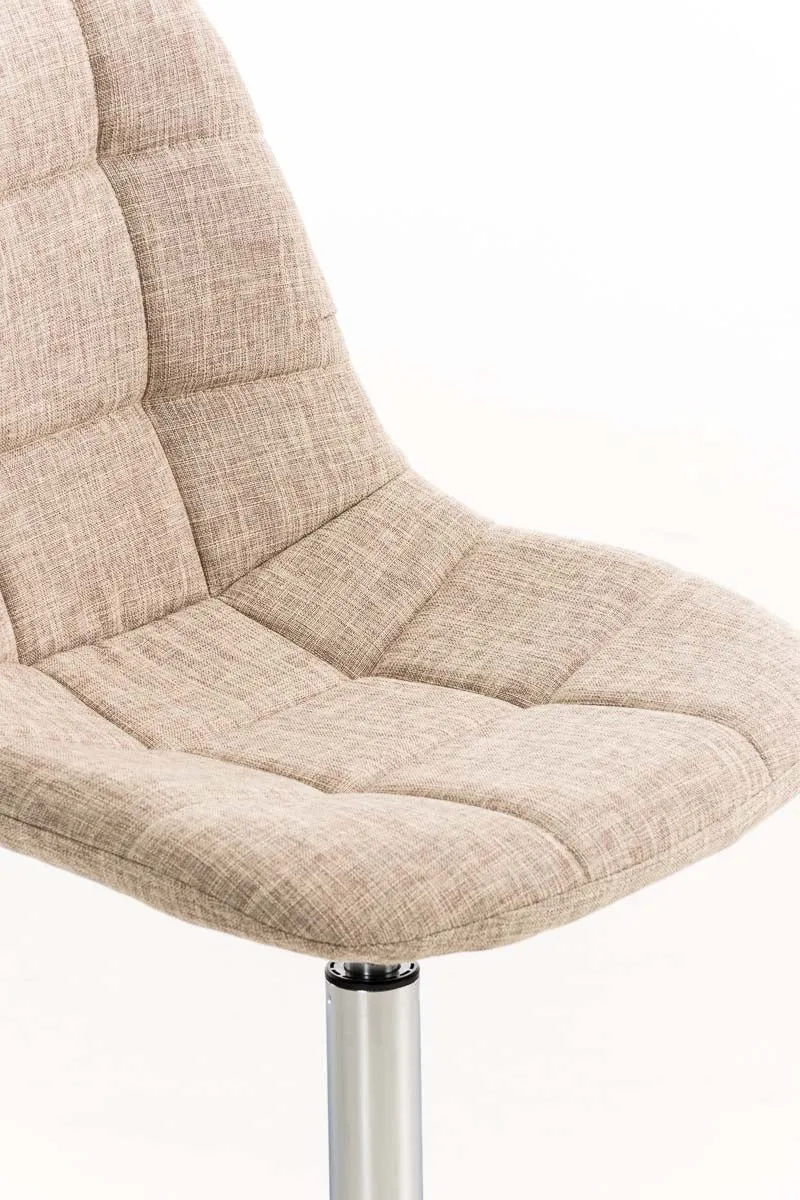 Chaise design pivotante x1 moderne coutures décoratives carrées en tissu crème et métal chromé 10_0007269