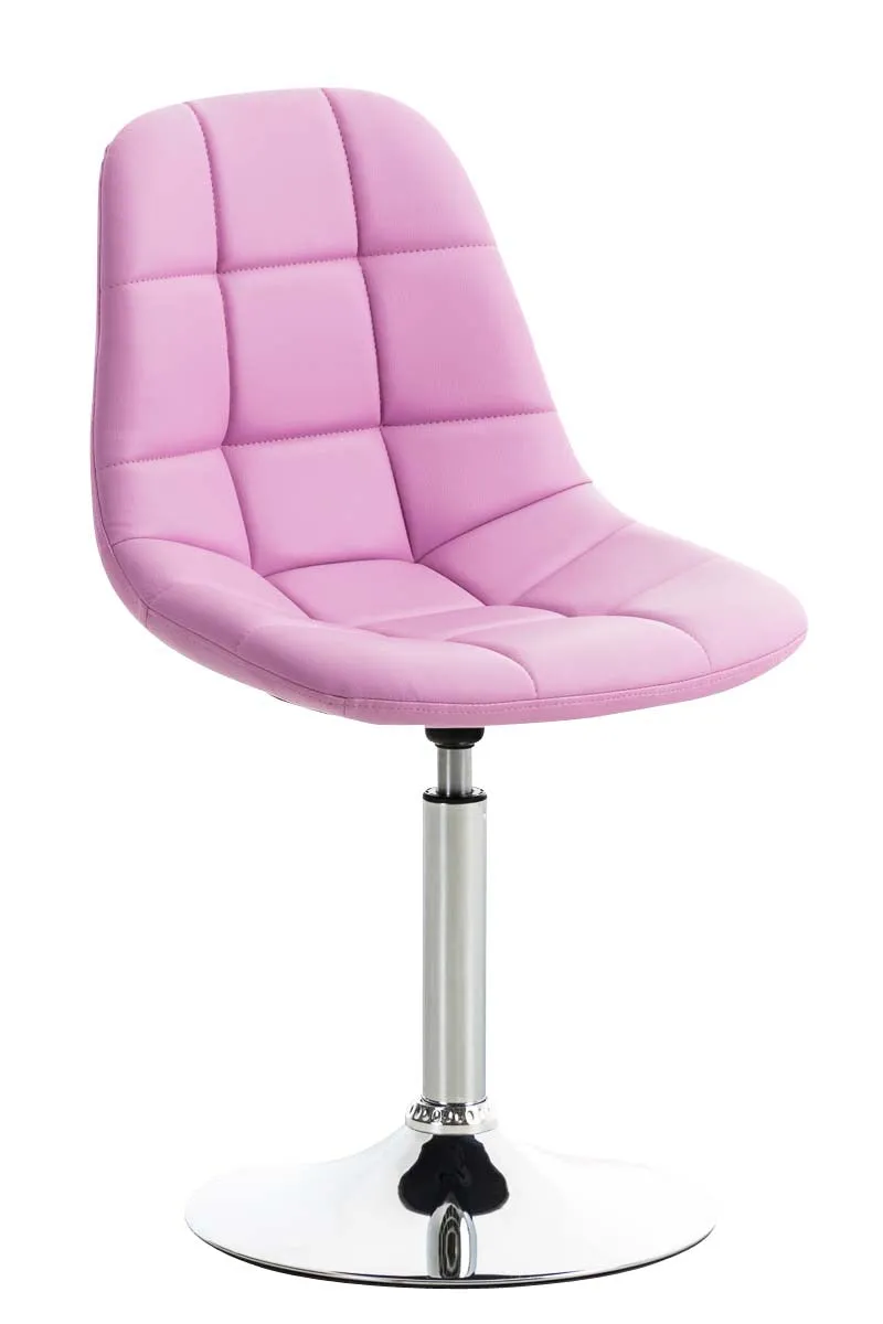 Chaise design pivotante x1 moderne coutures décoratives carrées en PVC rose et métal chromé 10_0007268