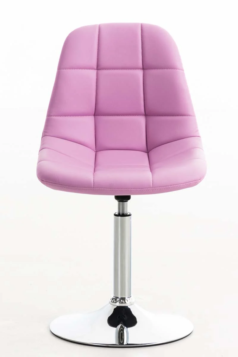 Chaise design pivotante x1 moderne coutures décoratives carrées en PVC rose et métal chromé 10_0007268