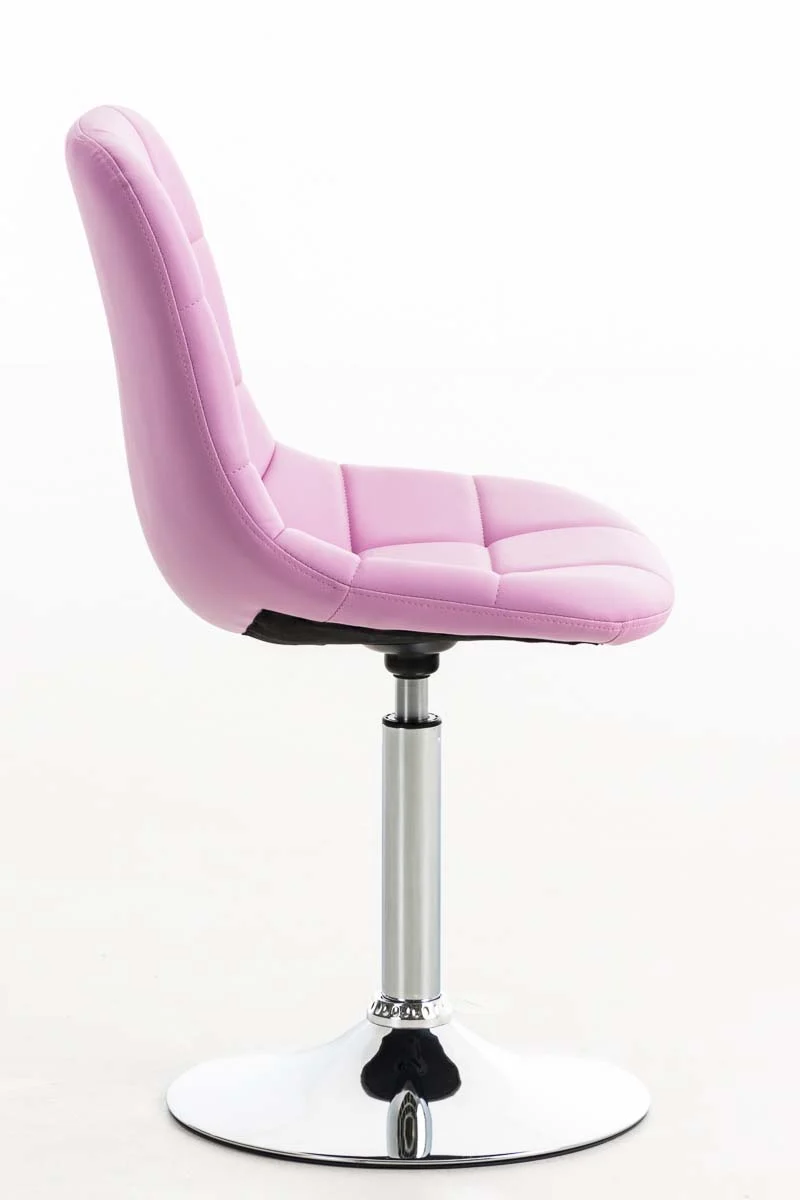 Chaise design pivotante x1 moderne coutures décoratives carrées en PVC rose et métal chromé 10_0007268