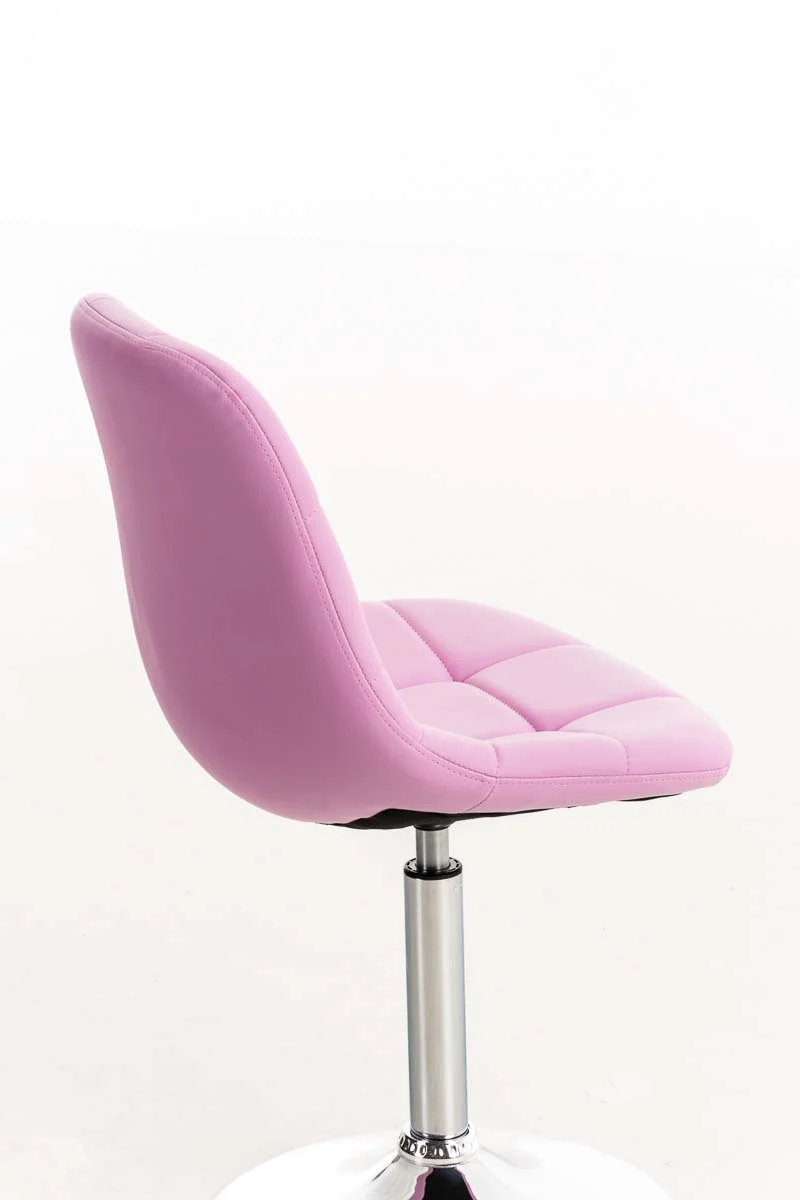 Chaise design pivotante x1 moderne coutures décoratives carrées en PVC rose et métal chromé 10_0007268