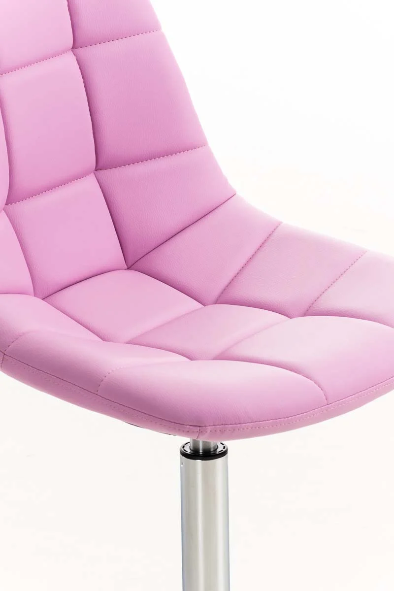 Chaise design pivotante x1 moderne coutures décoratives carrées en PVC rose et métal chromé 10_0007268