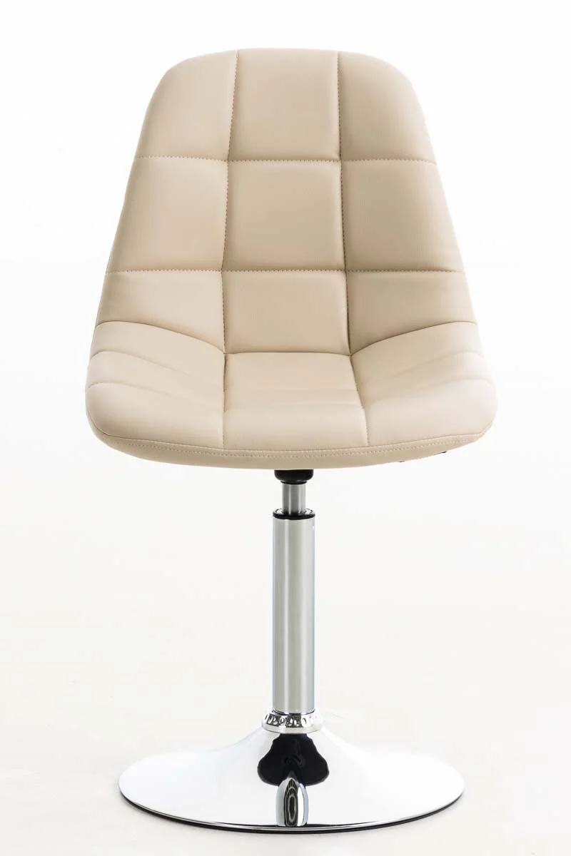 Chaise design pivotante x1 moderne coutures décoratives carrées en PVC crème et métal chromé 10_0007267