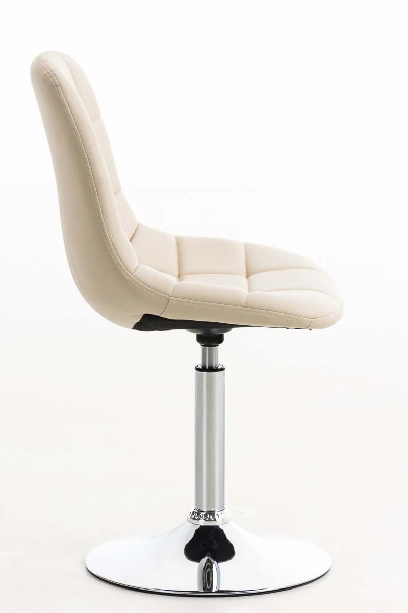 Chaise design pivotante x1 moderne coutures décoratives carrées en PVC crème et métal chromé 10_0007267