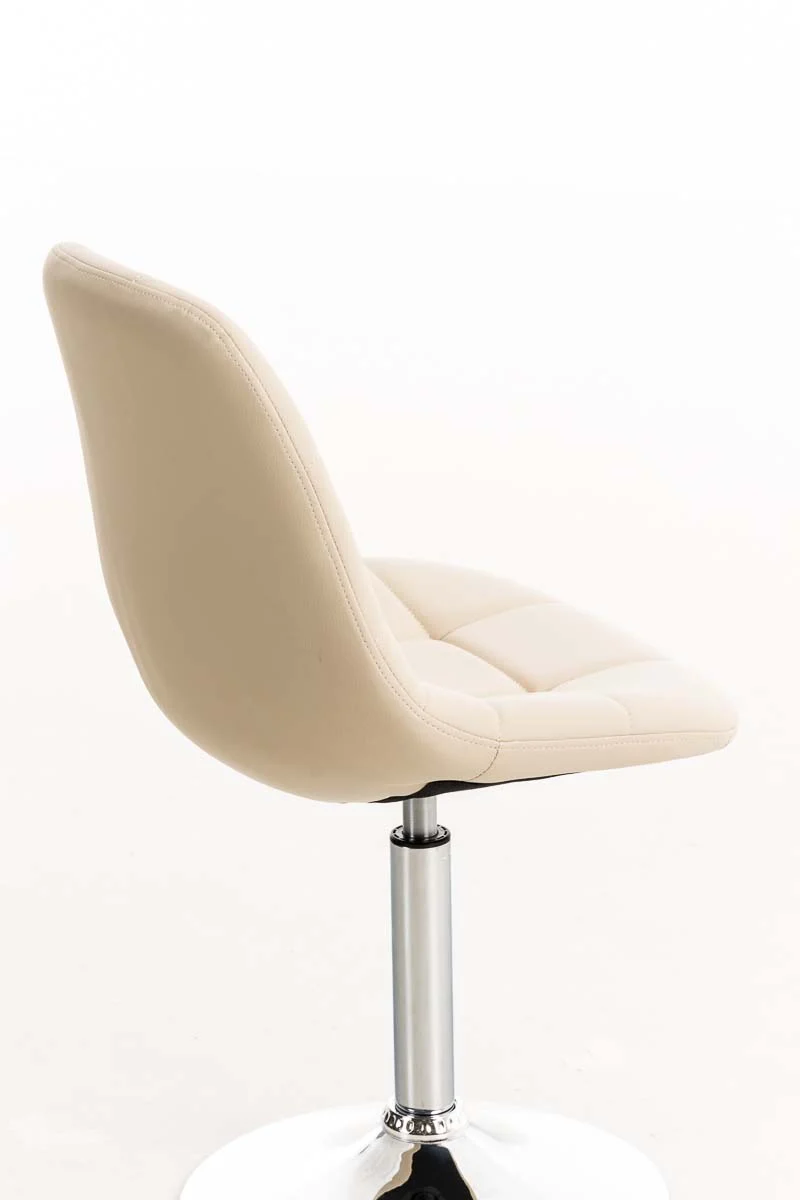Chaise design pivotante x1 moderne coutures décoratives carrées en PVC crème et métal chromé 10_0007267