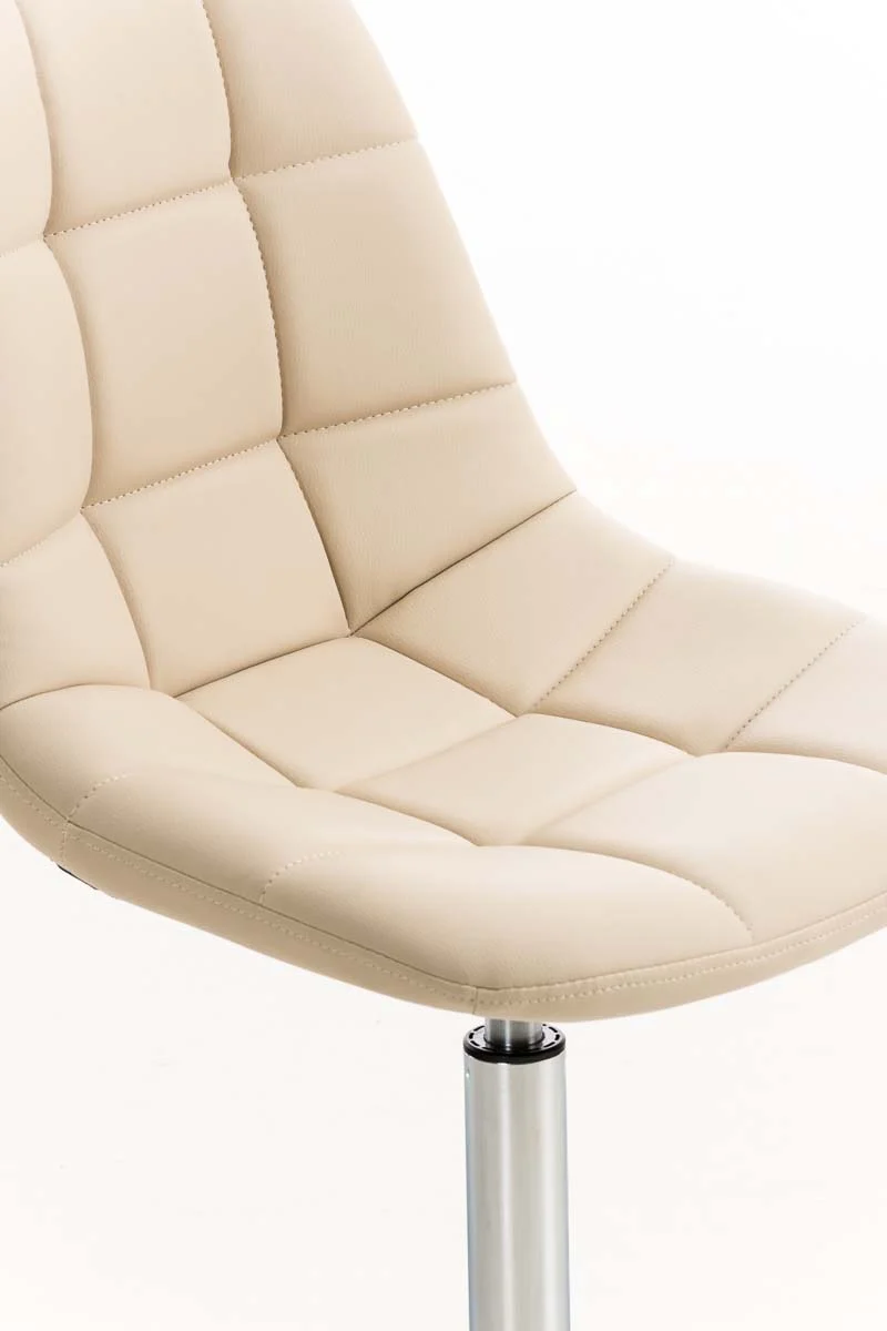 Chaise design pivotante x1 moderne coutures décoratives carrées en PVC crème et métal chromé 10_0007267