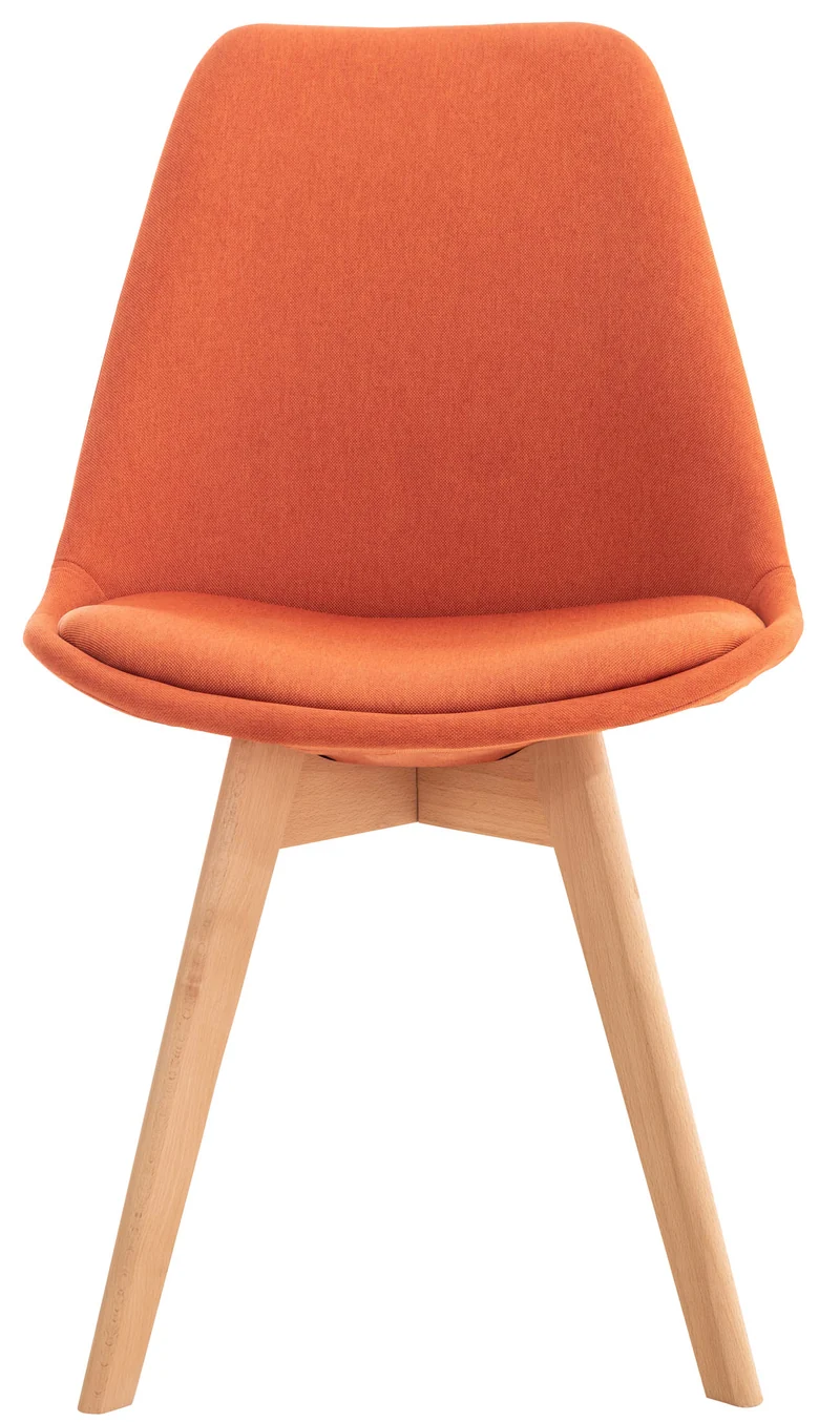 Chaise de salle à manger x1 design scandinave en tissu orange et pieds en bois clair 10_0007295
