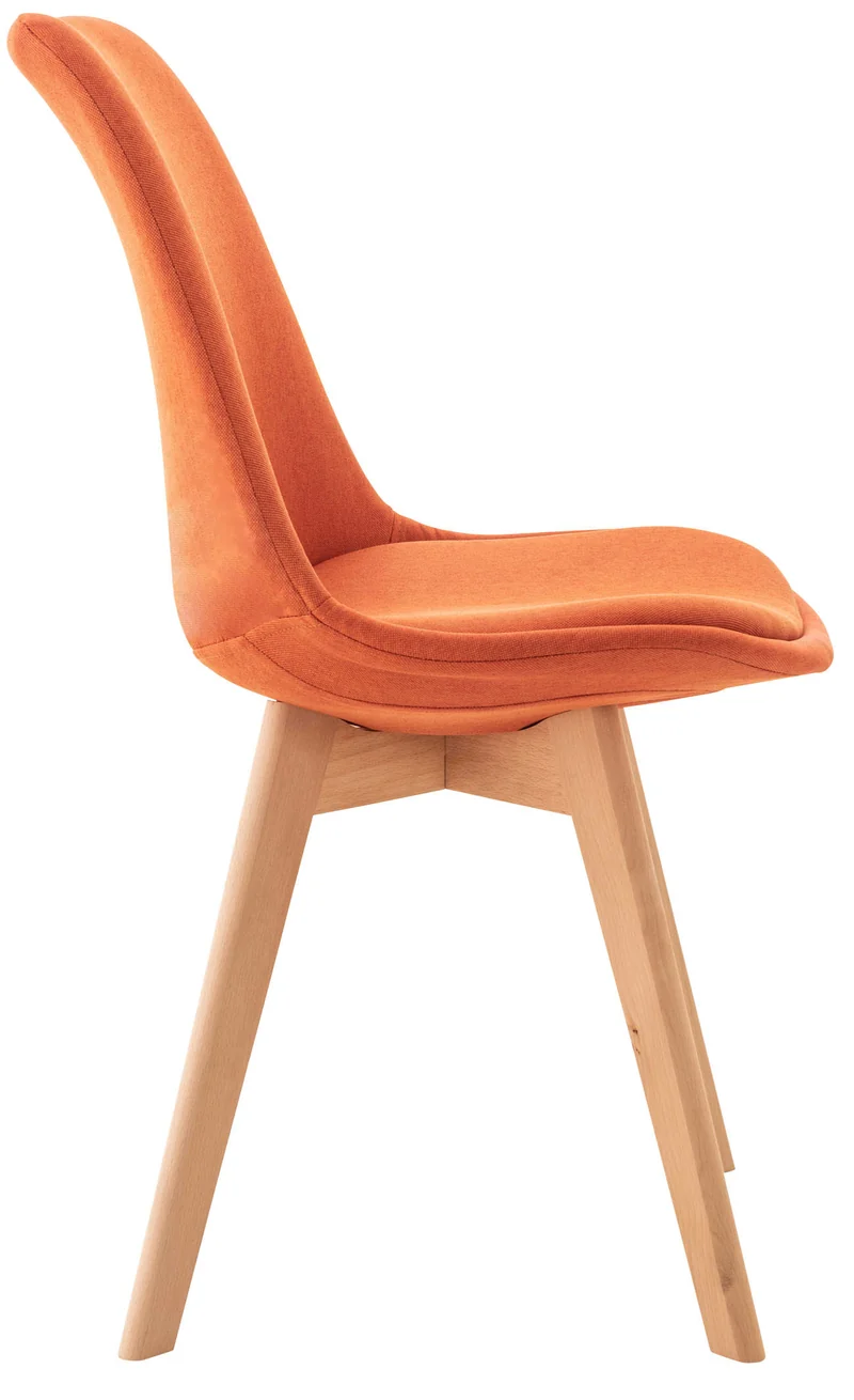 Chaise de salle à manger x1 design scandinave en tissu orange et pieds en bois clair 10_0007295