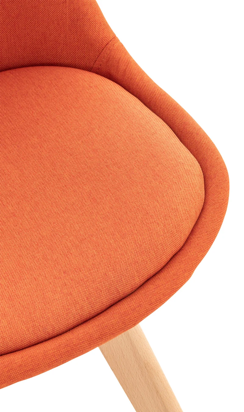 Chaise de salle à manger x1 design scandinave en tissu orange et pieds en bois clair 10_0007295