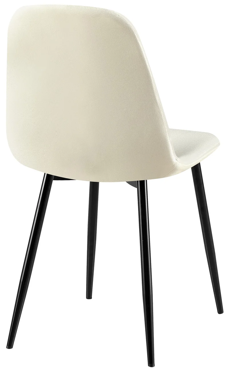 Chaises de salle à manger x4 coutures décoratives losanges assise en tissu crème pieds métal noir mat 10_0007734