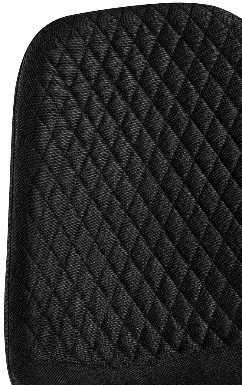 Chaises de salle à manger x4 coutures décoratives losanges assise en tissu noir pieds métal noir mat 10_0007733