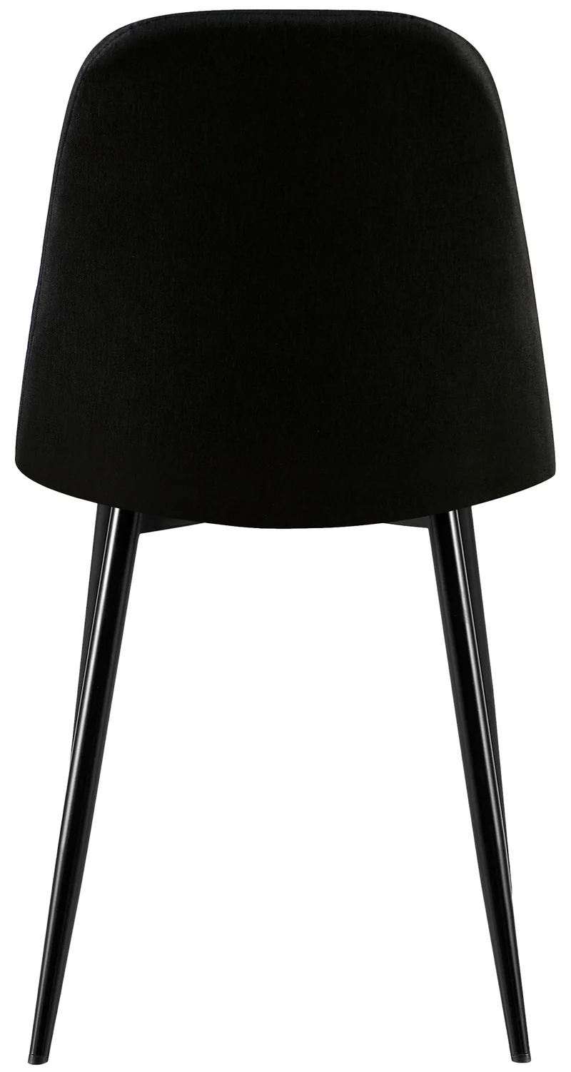 Chaises de salle à manger x4 coutures décoratives losanges assise en tissu noir pieds métal noir mat 10_0007733