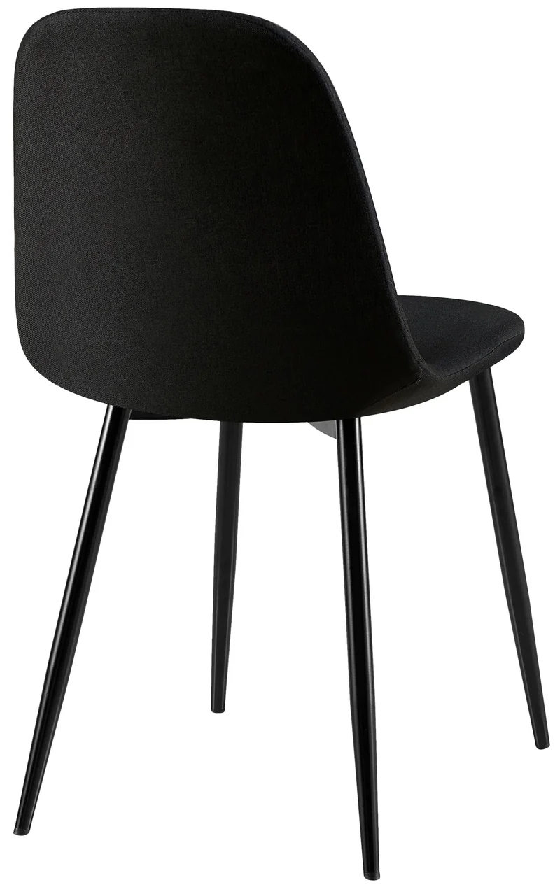 Chaises de salle à manger x4 coutures décoratives losanges assise en tissu noir pieds métal noir mat 10_0007733