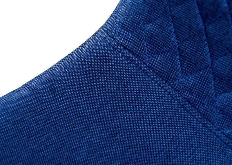 Chaises de salle à manger x4 coutures décoratives losanges assise en tissu bleu pieds métal noir mat 10_0007724
