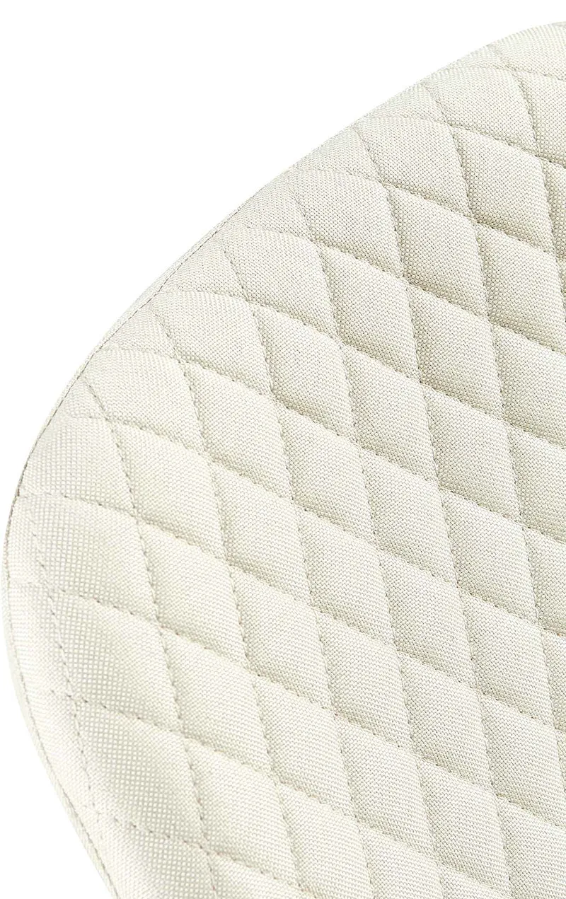 Chaise de salle à manger x1 coutures décoratives losanges assise en tissu cème pieds métal noir mat 10_0007276