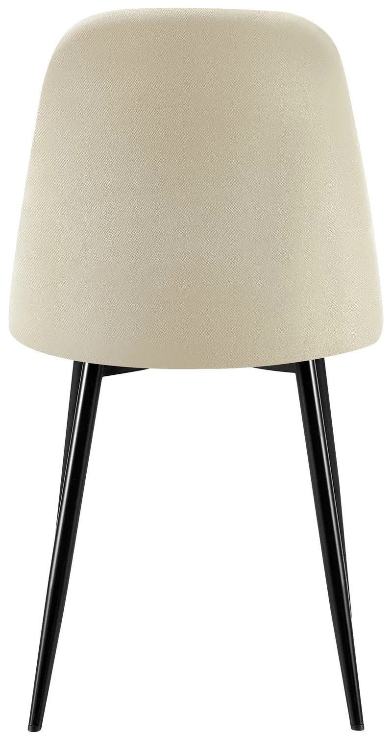 Chaise de salle à manger x1 coutures décoratives losanges assise en tissu cème pieds métal noir mat 10_0007276