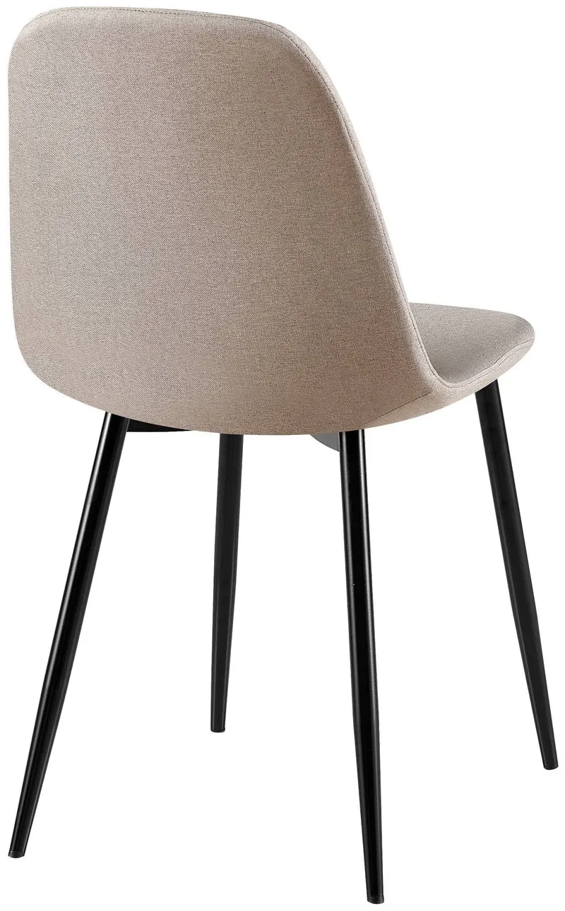 Chaise de salle à manger x1 coutures décoratives losanges assise en tissu gris pieds métal noir mat 10_0007273