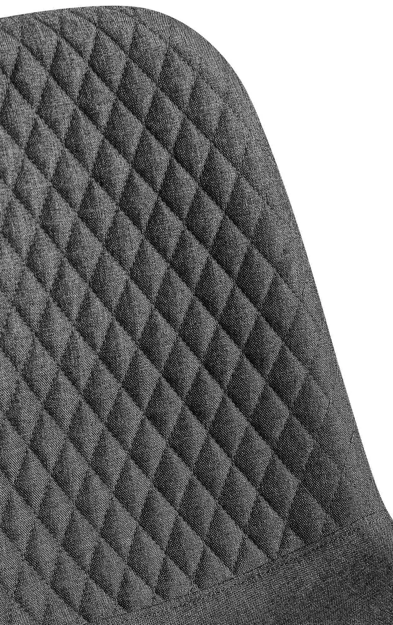 Chaise de salle à manger x1 coutures décoratives losanges assise en tissu gris foncé pieds métal noir mat 10_0007272