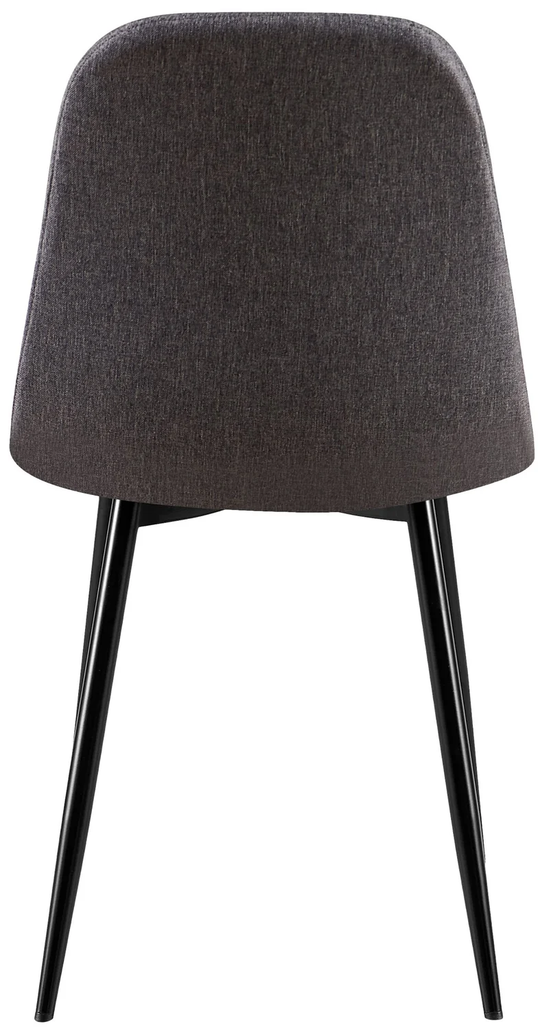 Chaise de salle à manger x1 coutures décoratives losanges assise en tissu gris foncé pieds métal noir mat 10_0007272