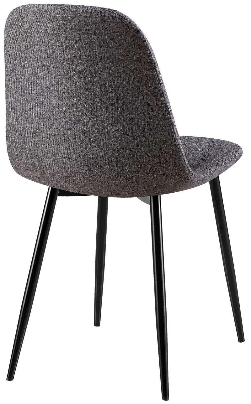 Chaise de salle à manger x1 coutures décoratives losanges assise en tissu gris foncé pieds métal noir mat 10_0007272