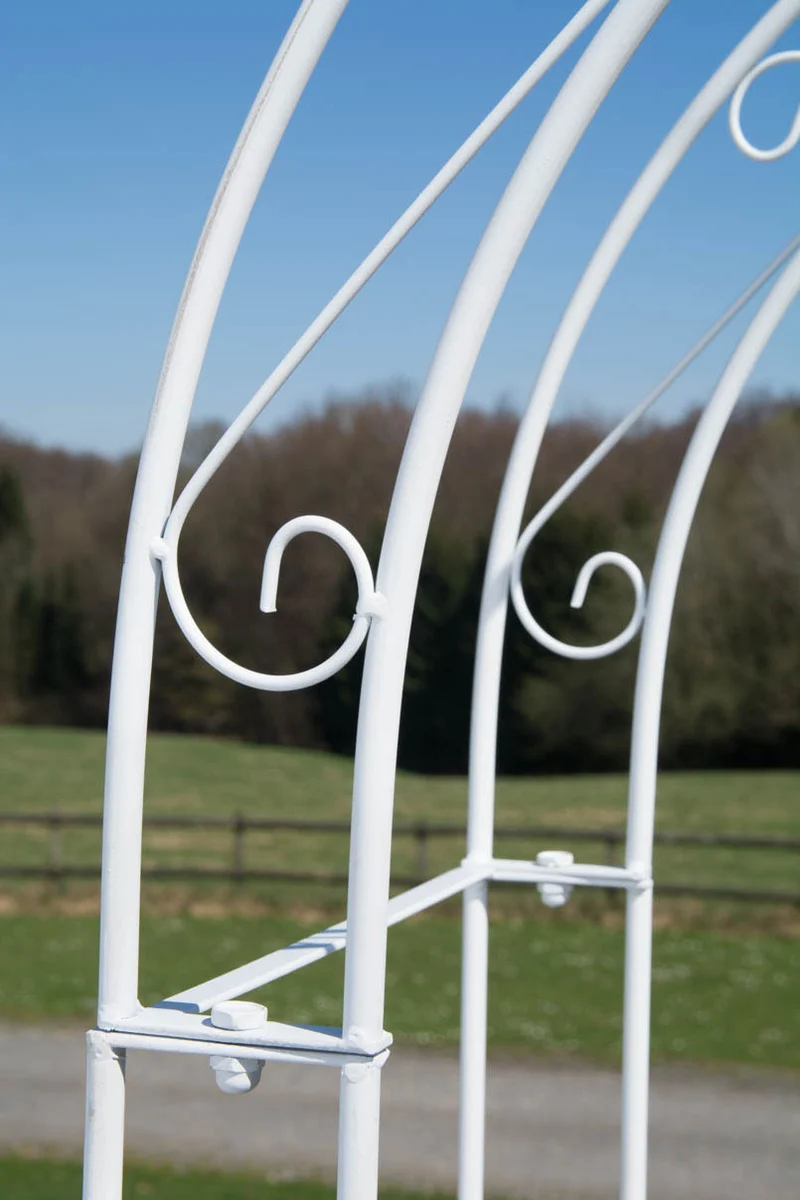 Arche à rosiers avec deux portes plantes grimpantes décoration jardin 220x120 cm en métal blanc 10_0003954