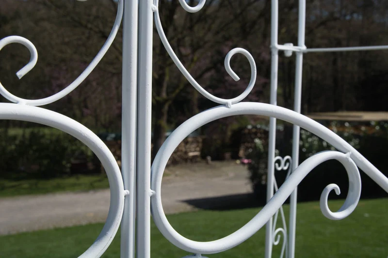 Arche à rosiers avec deux portes plantes grimpantes décoration jardin 220x120 cm en métal blanc 10_0003954