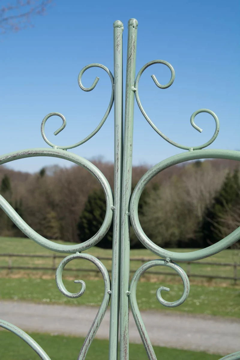 Arche à rosiers avec deux portes plantes grimpantes décoration jardin 220x120 cm en métal vert vieilli 10_0003955