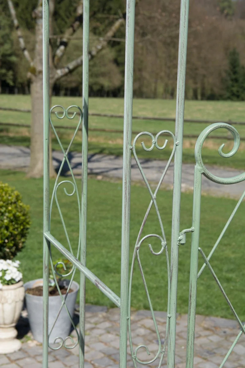 Arche à rosiers avec deux portes plantes grimpantes décoration jardin 220x120 cm en métal vert vieilli 10_0003955