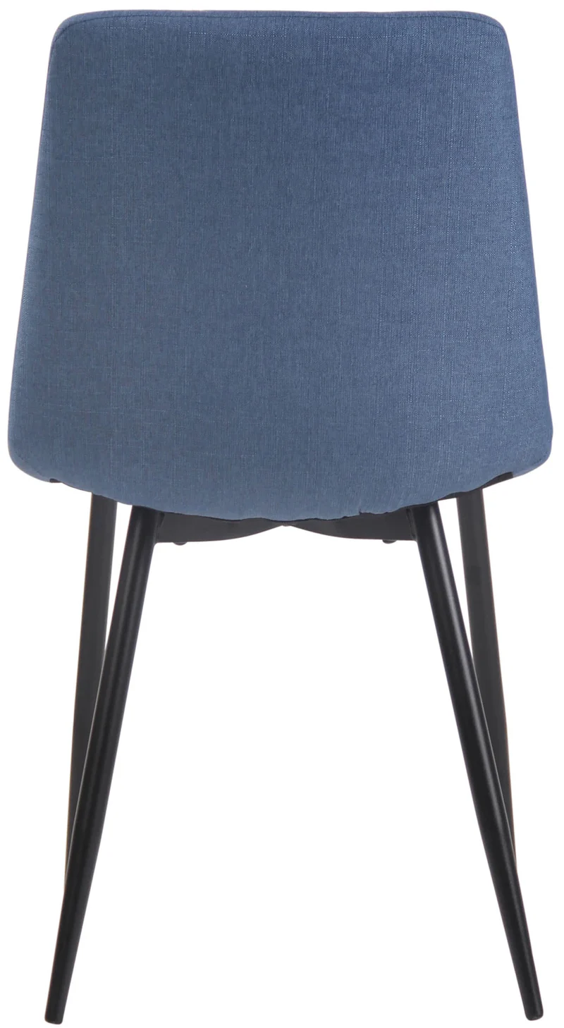 Chaise de salle à manger x1 coutures décoratives en losange assise en tissu bleu et pieds métal noir 10_0007506
