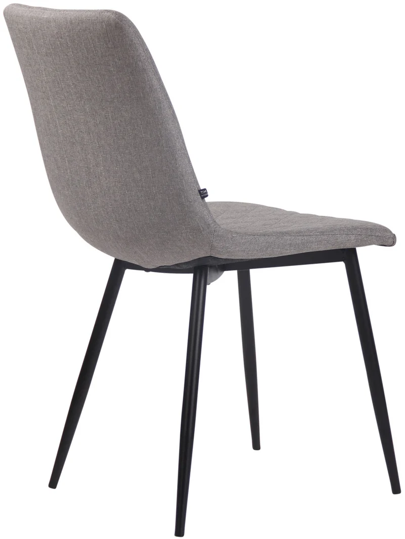 Chaise de salle à manger x1 coutures décoratives en losange assise en tissu gris et pieds métal noir 10_0007279