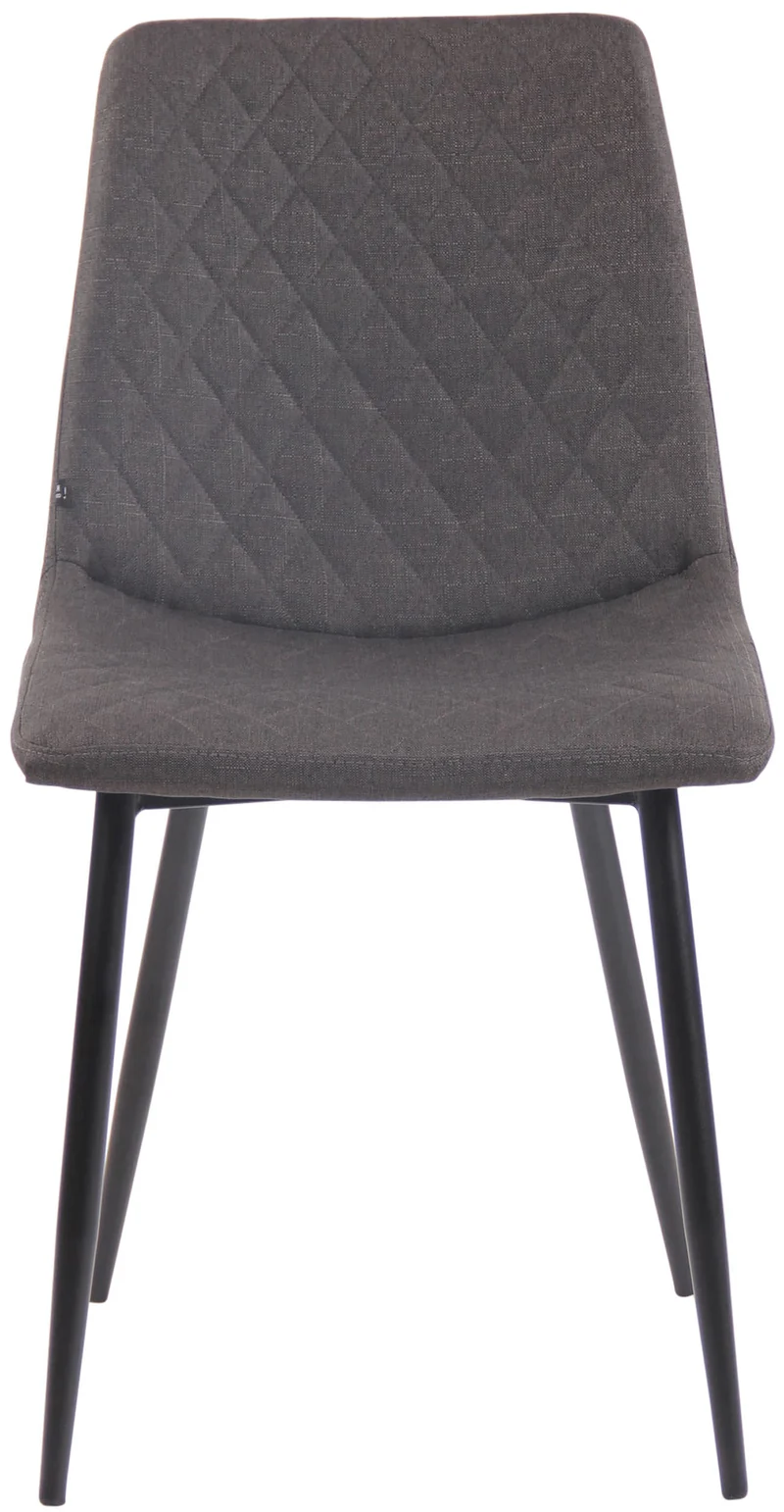 Chaise de salle à manger x1 coutures décoratives en losange assise en tissu gris foncé et pieds métal noir 10_0007278