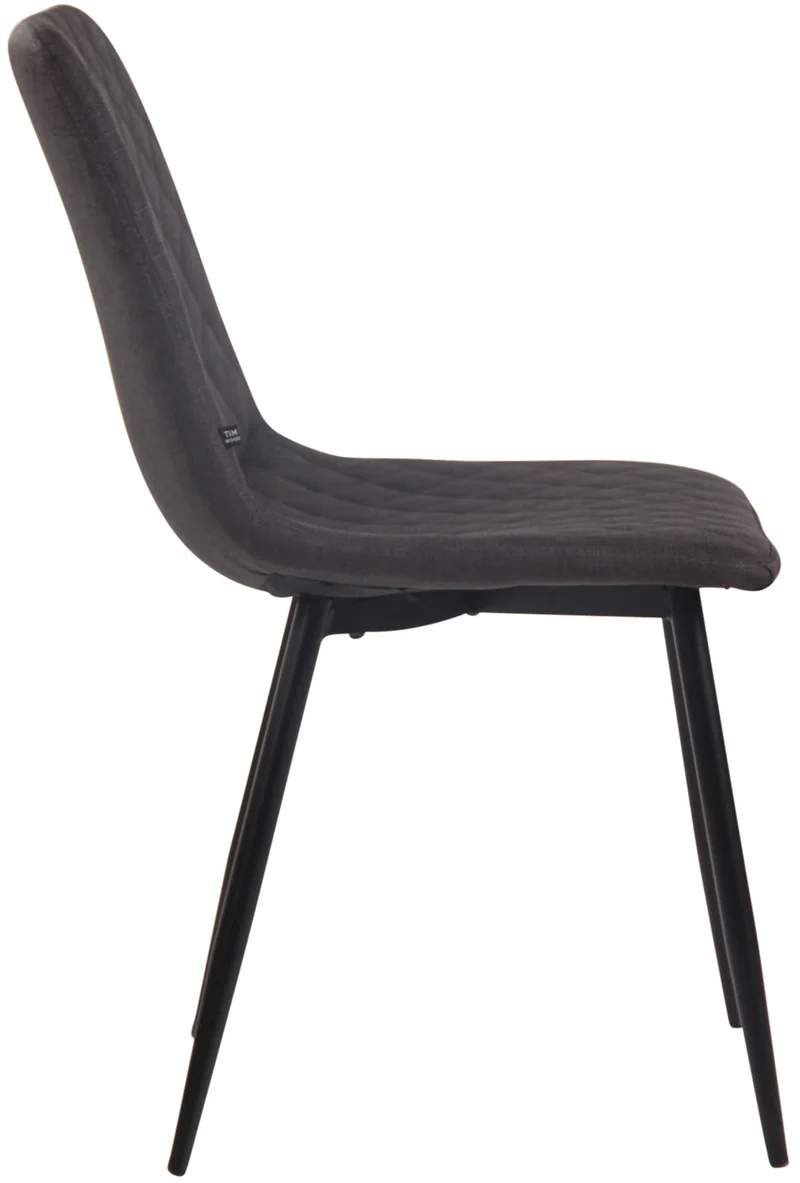 Chaise de salle à manger x1 coutures décoratives en losange assise en tissu gris foncé et pieds métal noir 10_0007278