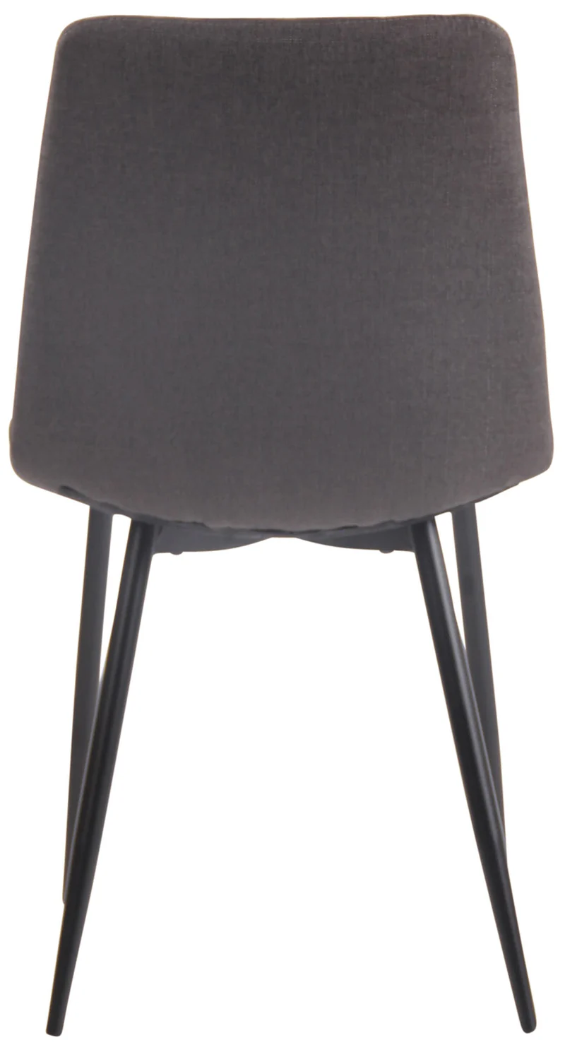 Chaise de salle à manger x1 coutures décoratives en losange assise en tissu gris foncé et pieds métal noir 10_0007278