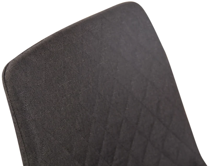 Chaise de salle à manger x1 coutures décoratives en losange assise en tissu gris foncé et pieds métal noir 10_0007278
