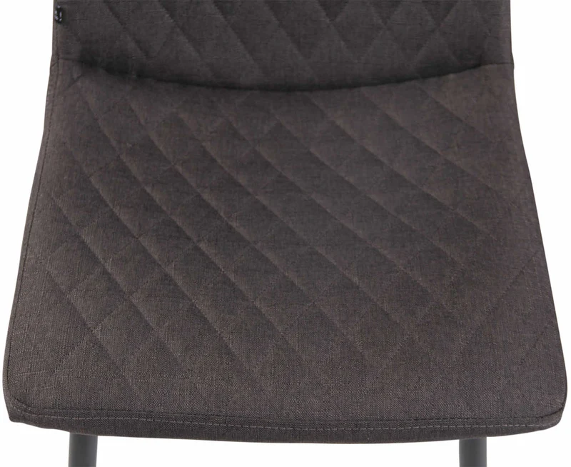 Chaise de salle à manger x1 coutures décoratives en losange assise en tissu gris foncé et pieds métal noir 10_0007278