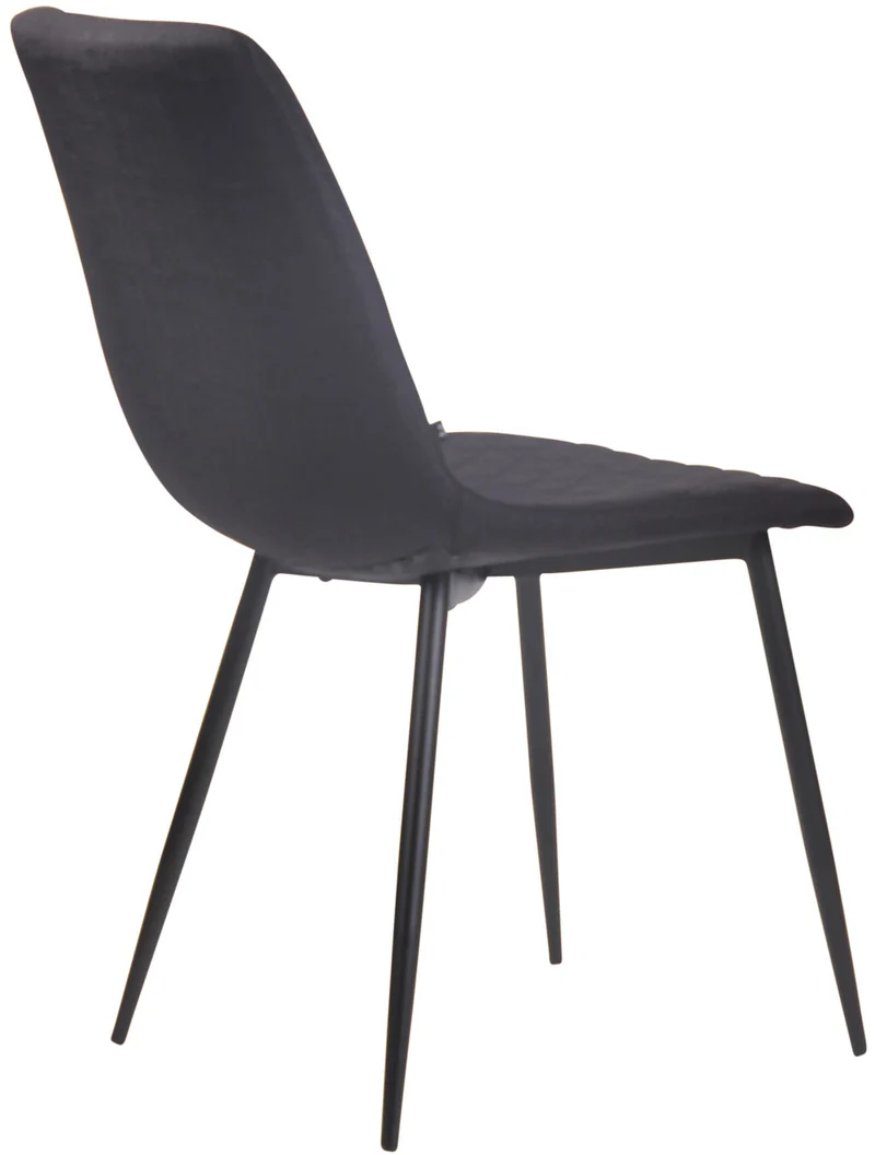 Chaise de salle à manger x1 coutures décoratives en losange assise en tissu noir et pieds métal noir 10_0007277
