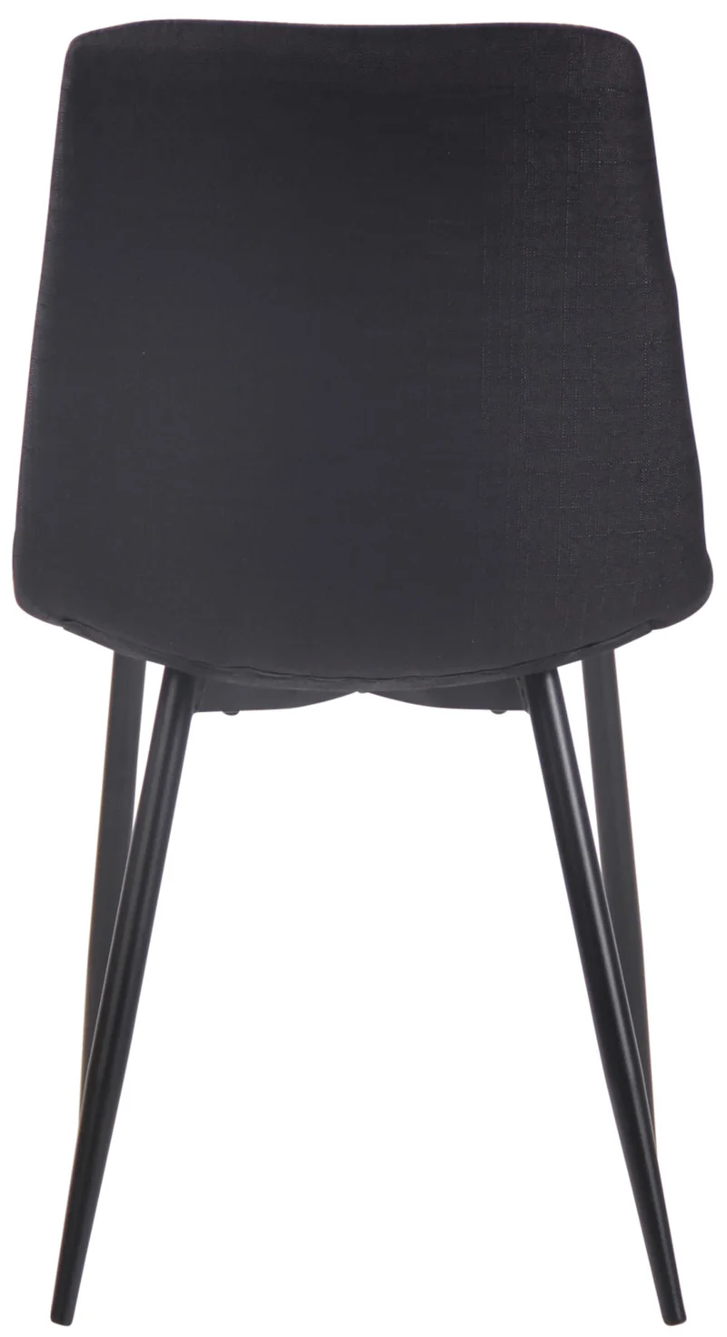 Chaise de salle à manger x1 coutures décoratives en losange assise en tissu noir et pieds métal noir 10_0007277