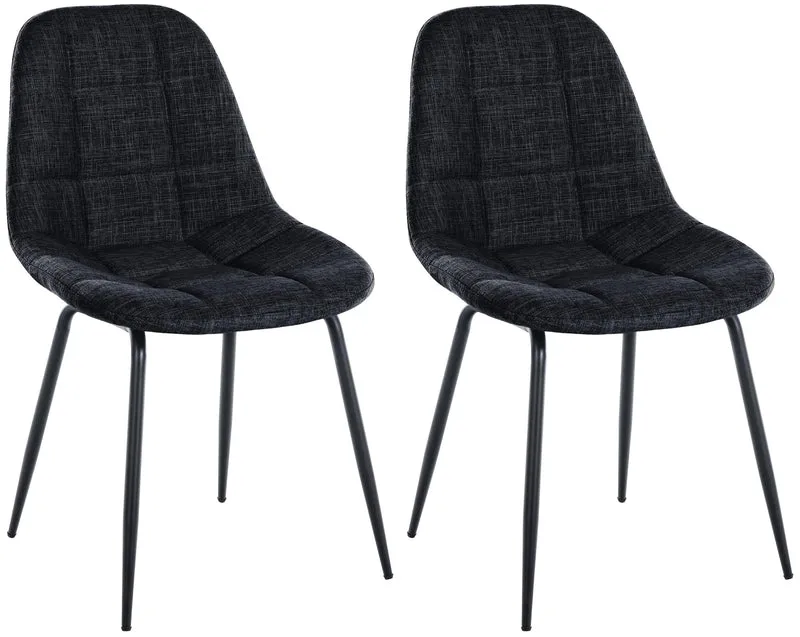 Lot de 2 chaises de salle à manger surpiqûres décoratives en tissu noir piètement en métal 10_0007496