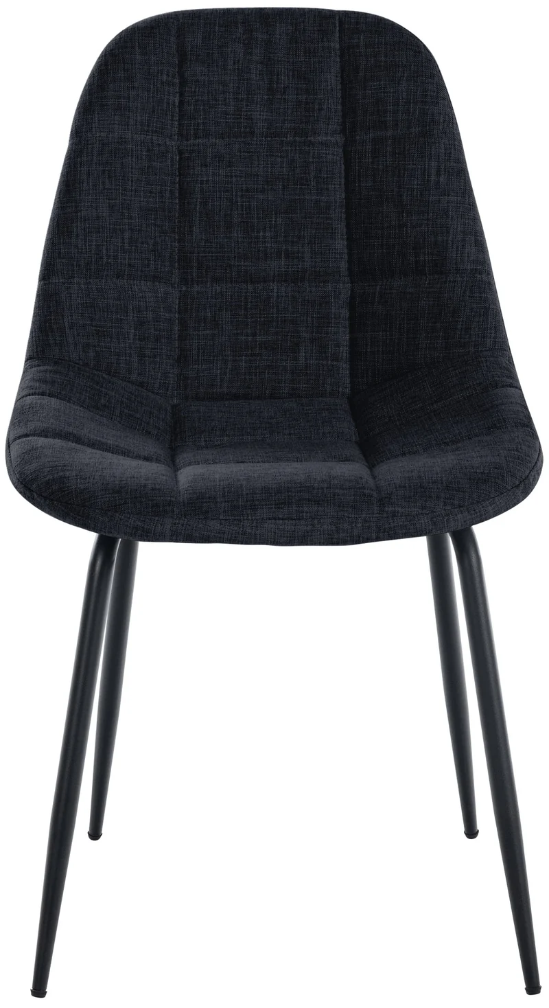 Lot de 2 chaises de salle à manger surpiqûres décoratives en tissu noir piètement en métal 10_0007496