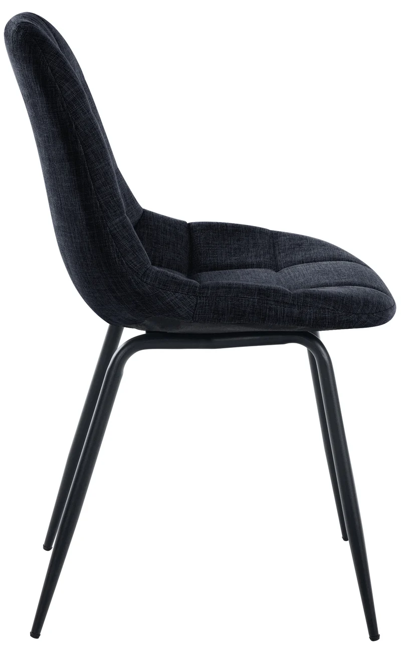Lot de 2 chaises de salle à manger surpiqûres décoratives en tissu noir piètement en métal 10_0007496