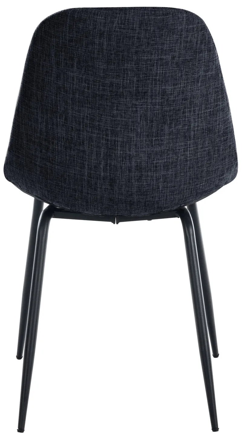 Lot de 2 chaises de salle à manger surpiqûres décoratives en tissu noir piètement en métal 10_0007496