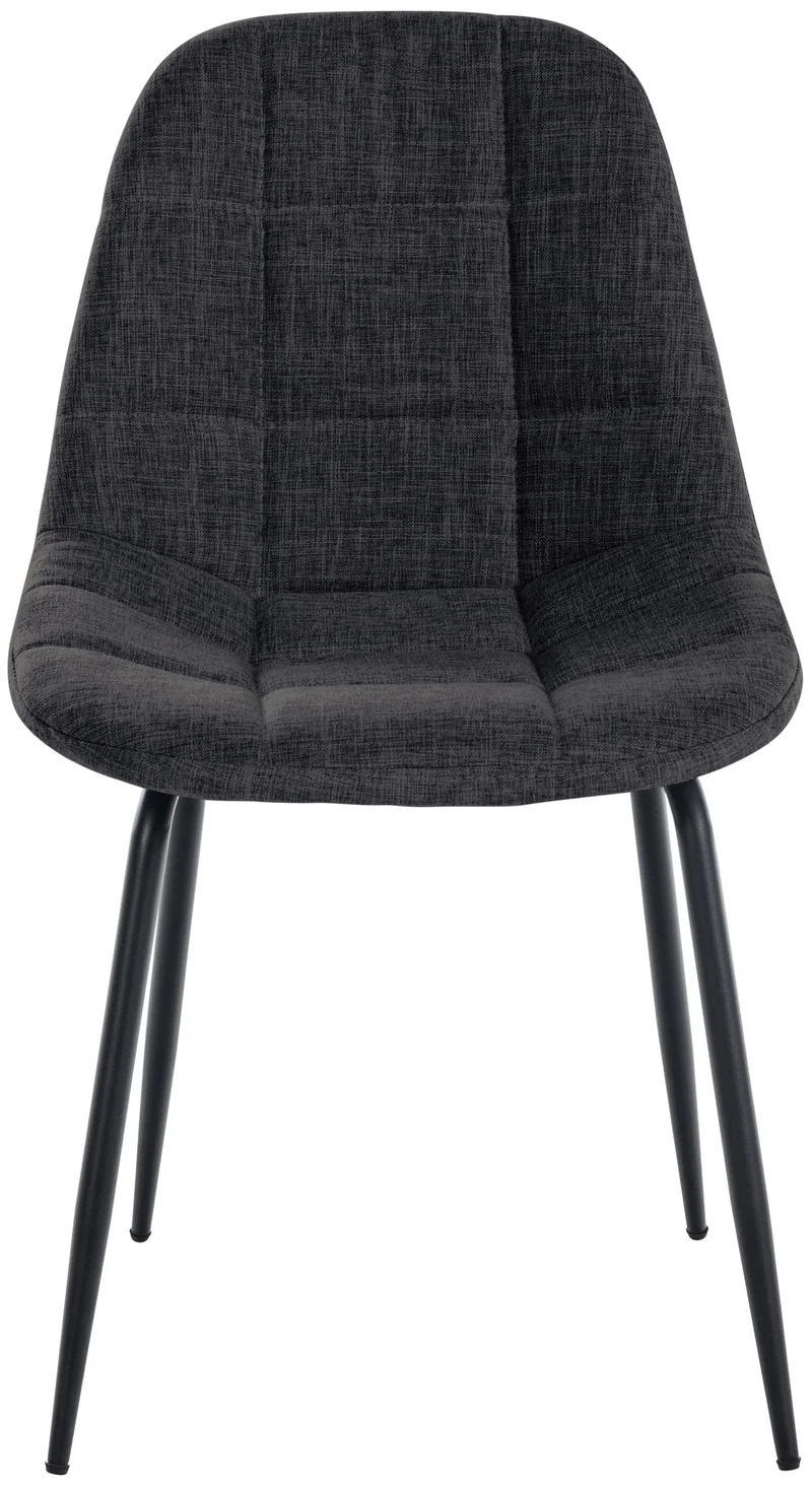 Chaise de salle à manger x1 surpiqûres décoratives en tissu noir piètement en métal 10_0007418