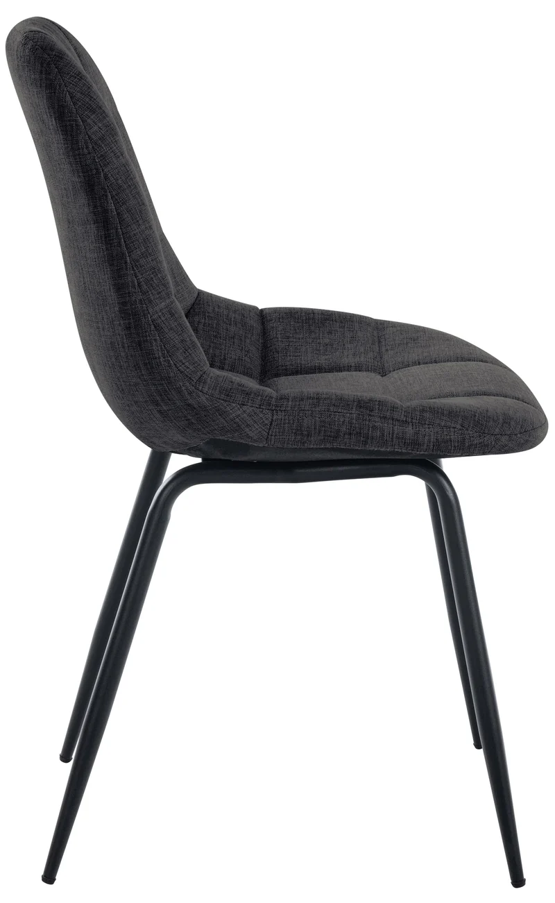 Chaise de salle à manger x1 surpiqûres décoratives en tissu noir piètement en métal 10_0007418