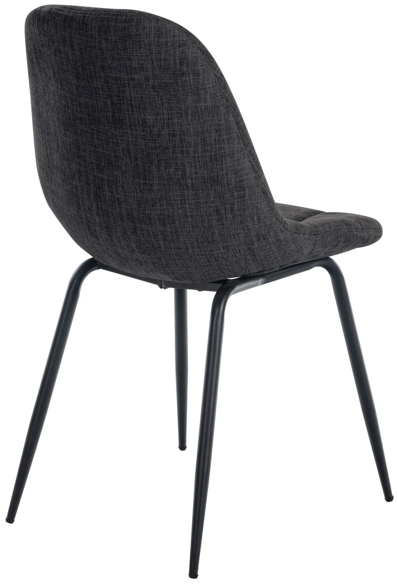 Chaise de salle à manger x1 surpiqûres décoratives en tissu noir piètement en métal 10_0007418