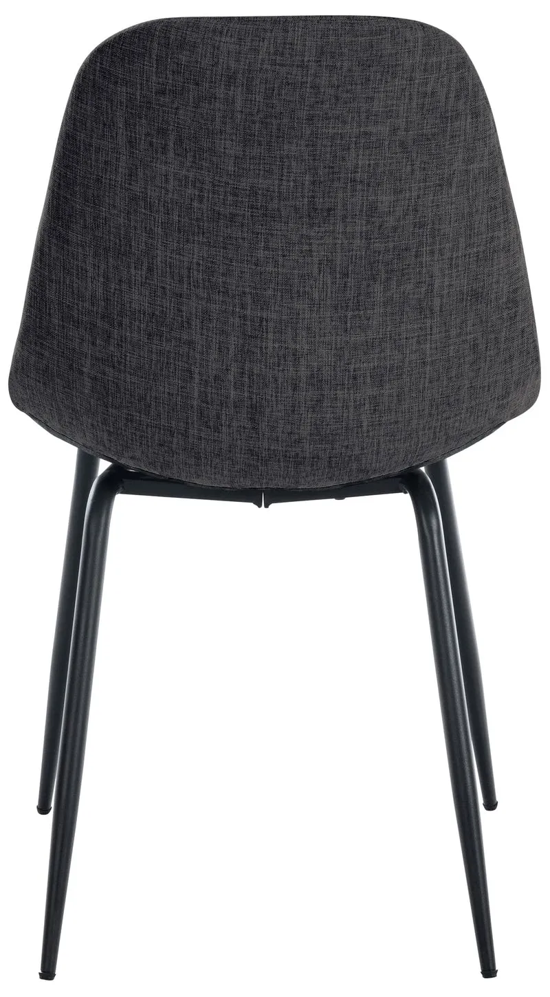Chaise de salle à manger x1 surpiqûres décoratives en tissu noir piètement en métal 10_0007418