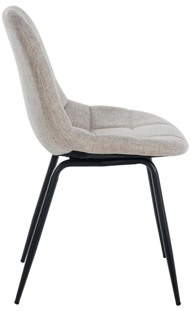 Chaise de salle à manger x1 surpiqûres décoratives en tissu crème piètement en métal 10_0007365