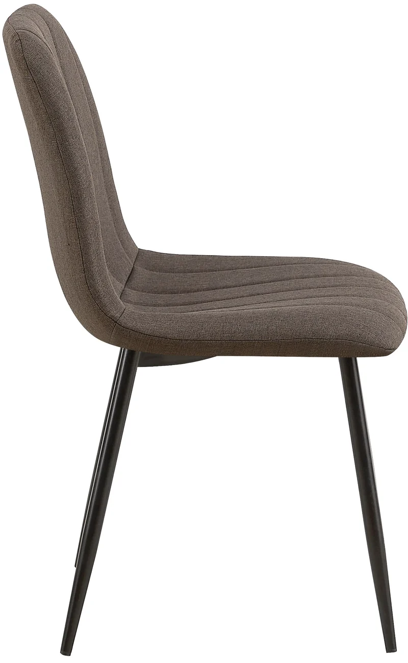 Chaises de salle à manger x4 coutures décoratives verticales assise en tissu marron pieds en métal noir 10_0007500