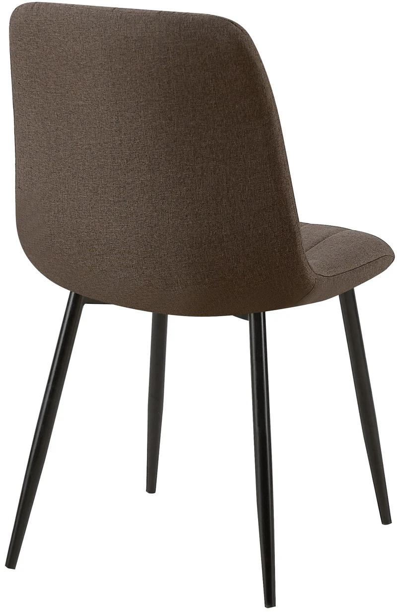 Chaises de salle à manger x4 coutures décoratives verticales assise en tissu marron pieds en métal noir 10_0007500